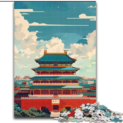 Puzzle für Teenager, 1000 Teile, Verbotener Tempel, anspruchsvolles Spielspielzeug, Wanddekoration, einzigartige Geburtstags, 50x75cm von ABKMXDKZ