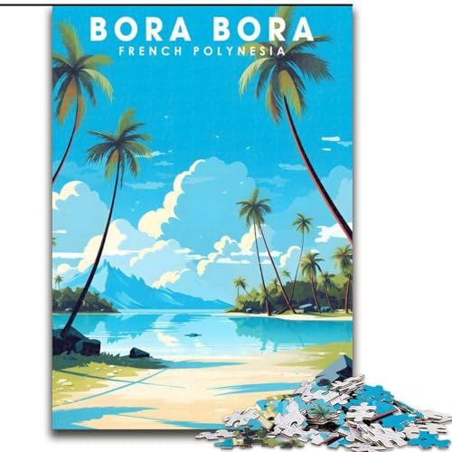 Puzzle für Teenager, 1000-teiliges Puzzle Bora Bora Travel, für Kinder ab 14 Jahren, geeignet für Paare, Spaß bei Aktivitäten zu Hause, Geburtstagsgeschenk, Reisegeschenke, 26x38cm von ABKMXDKZ