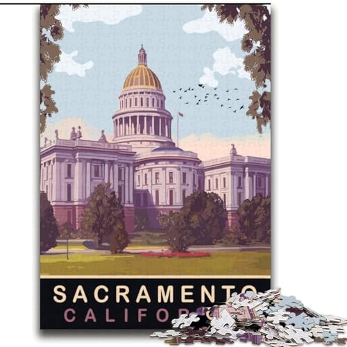 Puzzle für Teenager, 2000 Sacramento State Capitol, Lernspielzeug für Kinder und Jugendliche, ganze Familie, ab 14 Jahren, 70x100cm von ABKMXDKZ