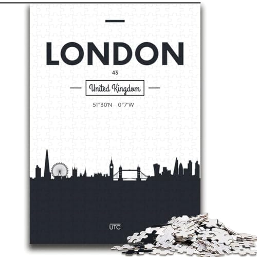 Puzzle für Teenager, 2000-teiliges Puzzle, London, Großbritannien, Stressabbau-Spielzeug, einzigartige Geburtstags- und Geschenkideen für Kinder ab 14 Jahren, 70x100cm von ABKMXDKZ