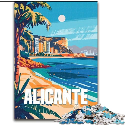 Puzzle für Teenager, Alicante, Spanien, Stressabbau, schwierige Herausforderung, Wichtelgeschenke für Kinder ab 14 Jahren, 26x38cm von ABKMXDKZ