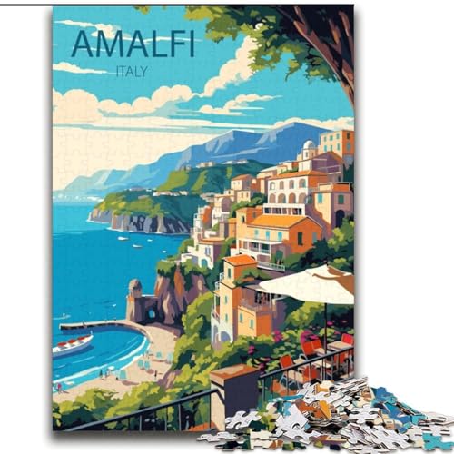 Puzzle für Teenager, Amalfi, Stressabbau mit vollständig ineinandergreifenden, zufällig geformten Teilen für Kinder ab 14 Jahren, 70x100cm von ABKMXDKZ