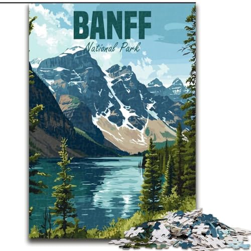Puzzle für Teenager, Banff-Nationalpark, Stressabbau, schwierige Herausforderung, Wichtelgeschenke für Kinder ab 14 Jahren, 50x75cm von ABKMXDKZ
