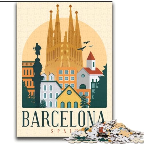 Puzzle für Teenager, Barcelona, Stressabbau, schwierige Herausforderung, Wichtelgeschenke für Kinder ab 14 Jahren, 70x100cm von ABKMXDKZ