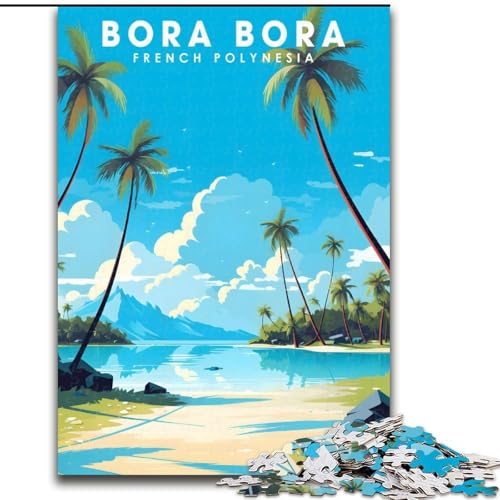 Puzzle für Teenager, Bora Bora-Reisen, Stressabbau, schwierige Herausforderung, Wichtelgeschenke für Kinder ab 14 Jahren, 50x75cm von ABKMXDKZ