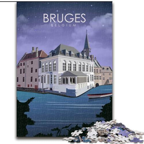 Puzzle für Teenager, Brügge, Belgien, Reisekunst, Stressabbau, schwierige Herausforderung, Wichtelgeschenke für Kinder ab 14 Jahren, 26x38cm Puzzle für Teenager, Brügge, Belgien, Reisekunst, Stressabbau, schwierige Herausforderung, Wichtelgeschenke für Kinder ab 14 Jahren, 26x38cm von ABKMXDKZ