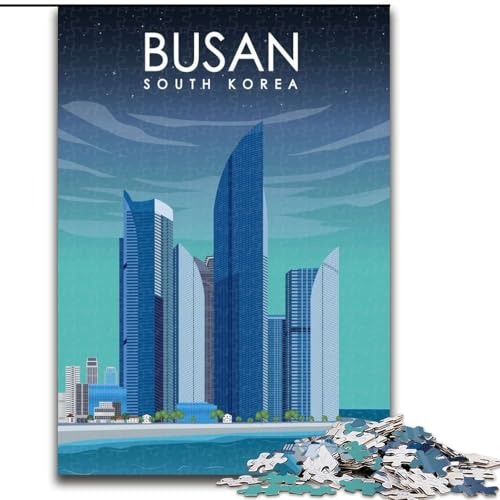 Puzzle für Teenager, Busan, Südkorea, Stressabbau, schwierige Herausforderung, Wichtelgeschenke für Kinder ab 14 Jahren, 26x38cm von ABKMXDKZ