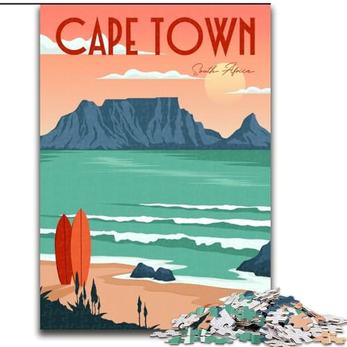 Puzzle für Teenager, Kapstadt-Reiseposter, Stressabbau mit vollständig ineinandergreifenden, zufällig geformten Teilen für Kinder und Jugendliche ab 14 Jahren, 50x75cm von ABKMXDKZ