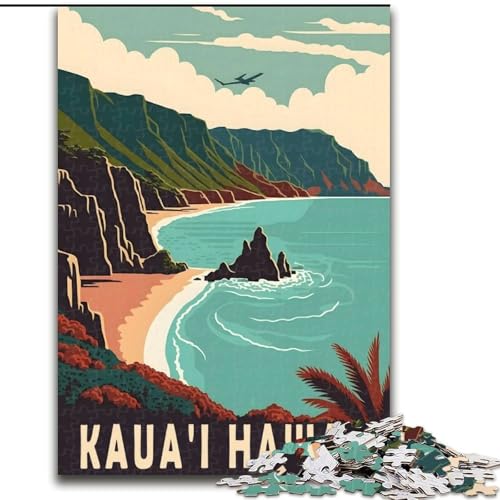 Puzzle für Teenager, Kauai, Hawaii, Reisen, Stressabbau, schwierige Herausforderung, Wichtelgeschenke für Kinder ab 14 Jahren, 50x75cm von ABKMXDKZ