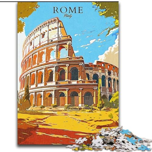 Puzzle für Teenager, Kolosseum, Rom, Italien, Stressabbau mit vollständig ineinandergreifenden, zufällig geformten Teilen für Kinder ab 14 Jahren, 26x38cm von ABKMXDKZ