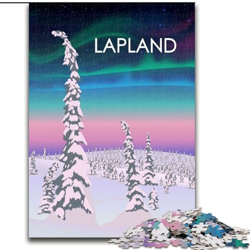 Puzzle für Teenager, Lappland-Reiseposter, Stressabbau, schwierige Herausforderung, Wichtelgeschenke für Kinder ab 14 Jahren, 50x75cm von ABKMXDKZ