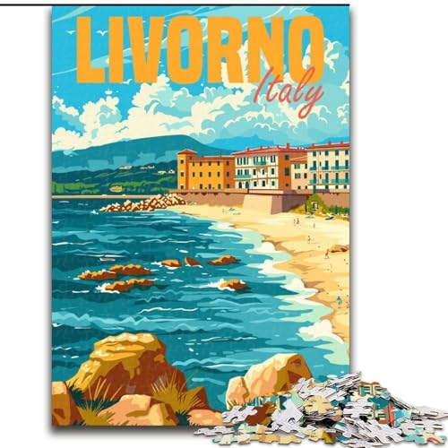 Puzzle für Teenager, Livorno, Italien, Stressabbau, schwierige Herausforderung, Wichtelgeschenke für Kinder ab 14 Jahren, 50x75cm von ABKMXDKZ