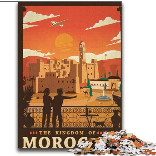 Puzzle für Teenager, Marokko, Stressabbau, schwierige Herausforderung, Wichtelgeschenke für Kinder ab 14 Jahren, 70x100cm von ABKMXDKZ