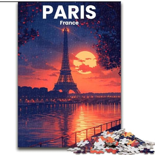 Puzzle für Teenager, Paris, Stressabbau, schwierige Herausforderung, Wichtelgeschenke für Kinder ab 14 Jahren, 50x75cm von ABKMXDKZ