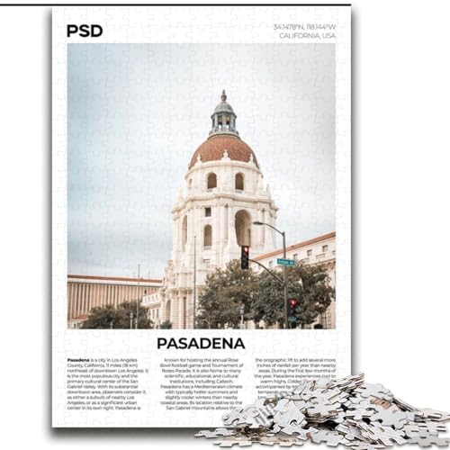 Puzzle für Teenager, Pasadena, Stressabbau mit vollständig ineinandergreifenden, zufällig geformten Teilen für Kinder ab 14 Jahren, 70x100cm Puzzle für Teenager, Pasadena, Stressabbau mit vollständig ineinandergreifenden, zufällig geformten Teilen für Kinder ab 14 Jahren, 70x100cm von ABKMXDKZ