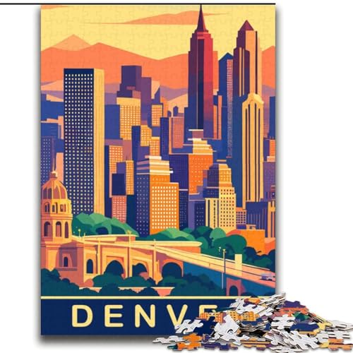 Puzzle für Teenager, Skyline von Denver 2000, Lernspielzeug für Kinder und Jugendliche, ganze Familie, ab 14 Jahren, 70x100cm von ABKMXDKZ