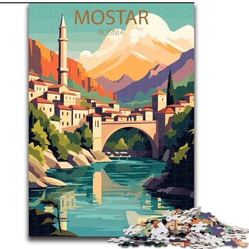 Puzzle für Teenager 1000 Mostar, Bosnien, für Kinder ab 14 Jahren, Lernspiel, Herausforderung, Spielzeug, Geschenk zum Geburtstag, 50x75cm von ABKMXDKZ