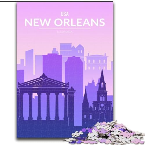 Puzzle für Teenager 1000 New Orleans, Lernspielzeug ganze Familie für und 14 Jahre alt 26x38cm von ABKMXDKZ