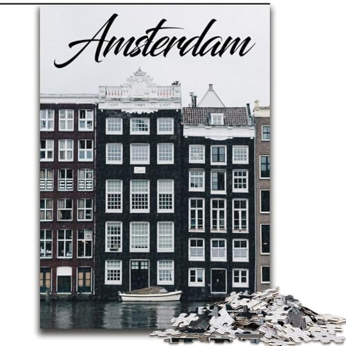 Puzzle für Teenager Amsterdam, Stressabbau, schwierige Herausforderung, Wichtelgeschenke für Kinder ab 14 Jahren, 26x38cm von ABKMXDKZ