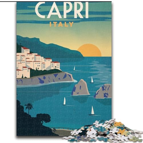 Puzzle für Teenager Capri, Stressabbau, schwierige Herausforderung, Wichtelgeschenke für Kinder ab 14 Jahren, 26x38cm von ABKMXDKZ