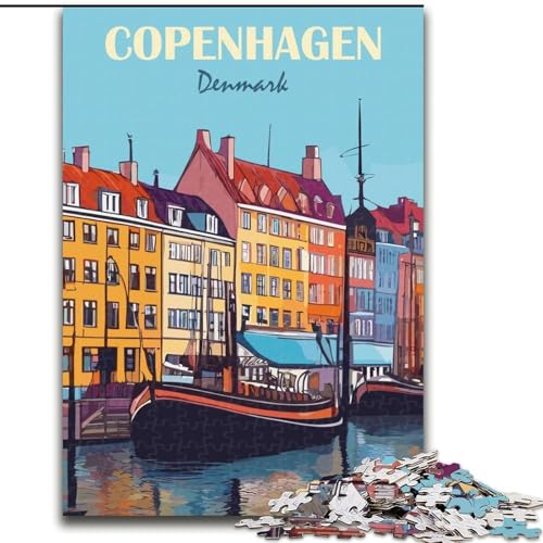 Puzzle für Teenager Kopenhagen, Stressabbau mit vollständig ineinandergreifenden, zufällig geformten Teilen für Kinder ab 14 Jahren, 26x38cm von ABKMXDKZ