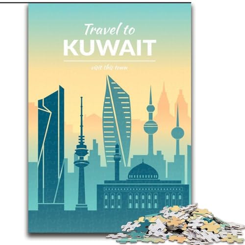 Puzzle für Teenager Kuwait, Stressabbau, schwierige Herausforderung, Wichtelgeschenke für Kinder ab 14 Jahren, 26x38cm von ABKMXDKZ