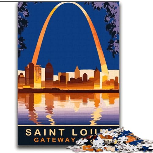 Puzzle für Teenager Saint Louis, Stressabbau mit vollständig ineinandergreifenden, zufällig geformten Teilen für Kinder ab 14 Jahren, 70x100cm von ABKMXDKZ