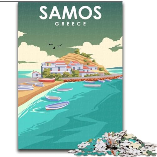 Puzzle mit 1000 Teilen für Teenager, Samos, griechische Inselkunst, Lernspielzeug, einzigartige Geburtstags- und Geschenkideen für Kinder ab 14 Jahren, 26x38cm von ABKMXDKZ