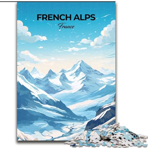 Puzzle mit 1000 Teilen für Teenager, französische Alpenreise, hilft dem Gehirn beim Trainieren, süchtig machendes Spielzeug, um Geduld zu fördern und das Gedächtnis zu verbessern, 26x38cm von ABKMXDKZ