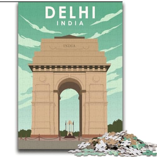 Puzzles für Erwachsene, 2000 Puzzles, Reiseplakat Delhi, Indien, Lernspielzeug, Familienspiele, einzigartige Geburtstags- und Geschenkideen, 70x100cm von ABKMXDKZ