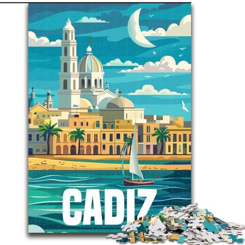 Puzzles für Erwachsene und Jugendliche, 1000 Teile, Cadiz, Spanien, Reise, Spiele, Spielzeug, Geschenk, einzigartige Geburtstags- und Geschenkideen für Kinder ab 14 Jahren, 26x38cm von ABKMXDKZ