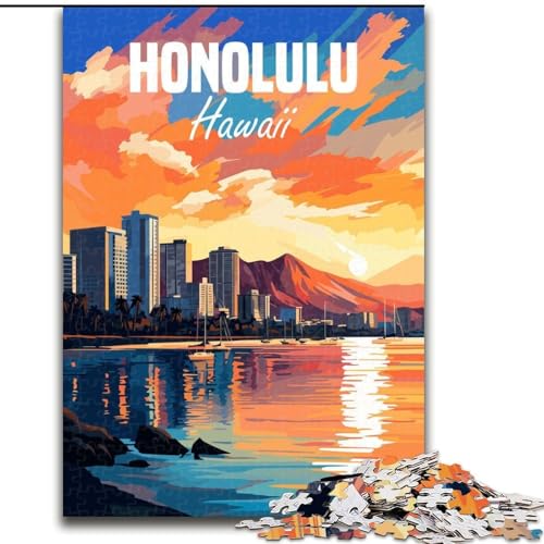 Puzzles für Erwachsene und Jugendliche, 1000 Teile, Hawaii, Honolulu, Spiele, Spielzeug, Geschenk, einzigartige Geburtstags- und Geschenkideen für Kinder ab 14 Jahren, 26x38cm von ABKMXDKZ