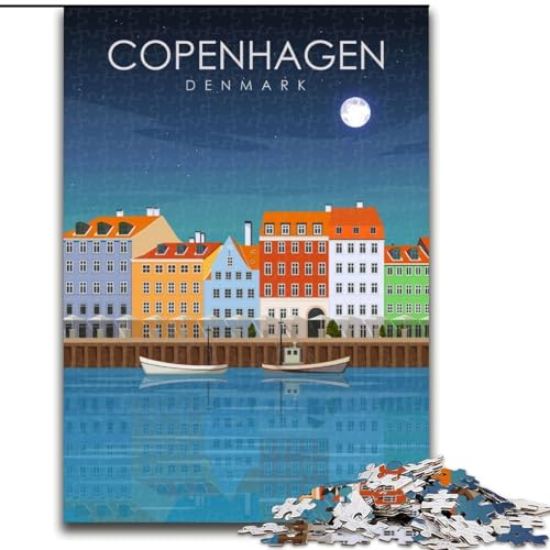 Puzzles für Erwachsene und Jugendliche, 1000 Teile, Kopenhagen, Dänemark, Kunst, Spiele, Spielzeug, Geschenk, einzigartige Geburtstags- und Geschenkideen für Kinder ab 14 Jahren, 50x75cm von ABKMXDKZ