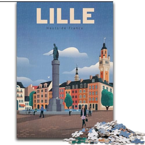 Puzzles für Erwachsene und Jugendliche, 1000 Teile, Lille, Spiele, Spielzeug, Geschenk, einzigartige Geburtstags- und Geschenkideen für Kinder ab 14 Jahren, 26x38cm von ABKMXDKZ