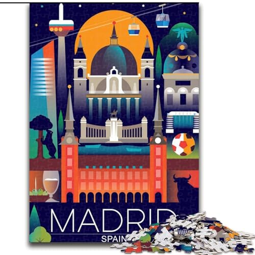 Puzzles für Erwachsene und Jugendliche, 1000 Teile, Madrid, Spanien, Reisekunst, Spiele, Spielzeug, Geschenk, einzigartige Geburtstags- und Geschenkideen für Kinder ab 14 Jahren, 26x38cm von ABKMXDKZ