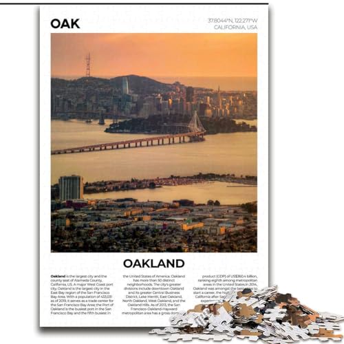 Puzzles für Erwachsene und Jugendliche, 1000-teiliges Puzzle Oakland, geeignet für Personen ab 14 Jahren, anspruchsvoll zu vervollständigen, Aber lustig und humorvoll, tolles Geschenk, 26x38cm von ABKMXDKZ