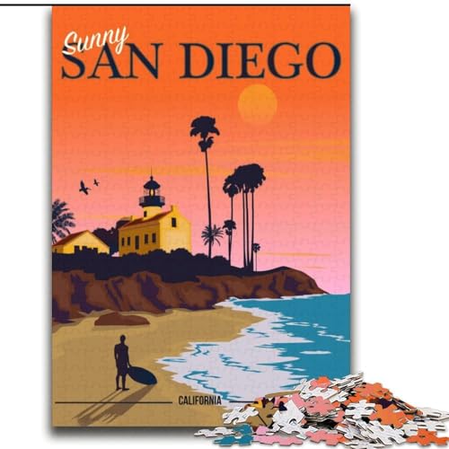 Puzzles für Erwachsene und Jugendliche, 2000-teiliges Puzzle, San Diego, Kalifornien, Strand, Spiele, Spielzeug, Geschenk, einzigartige Geburtstags- und Geschenkideen für Kinder ab 14 Jahren, 70x100cm von ABKMXDKZ