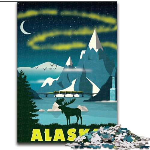 Puzzles für Erwachsene und Jugendliche, Puzzle, Alaska-Stadt, Reisekunst, Lernspiele, Heimdekoration, ganze Familie, 50x75cm von ABKMXDKZ