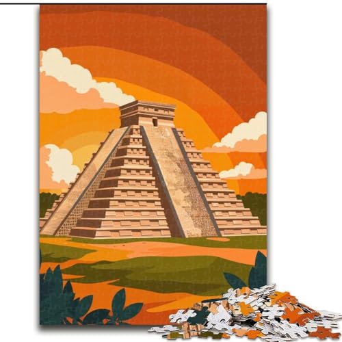 Puzzles für Erwachsene und Jugendliche, Puzzle, Chichen Itza-Pyramide, Lernspiele, Heimdekoration ganze Familie, 26x38cm von ABKMXDKZ