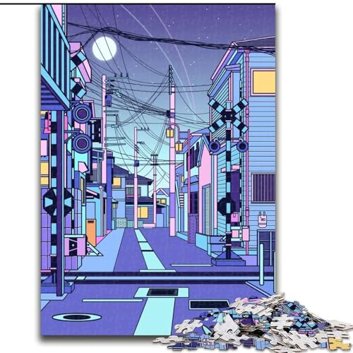 Puzzles für Erwachsene und Jugendliche, Puzzle, Japanisches Nachtstadtbild, für 14+, anspruchsvolles Spiel und Familienspiel, toll, 26x38cm von ABKMXDKZ