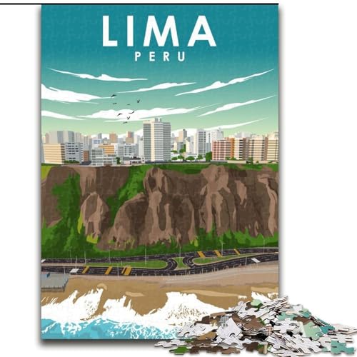 Puzzles für Erwachsene und Jugendliche, Puzzle, Lima, Peru, Reiseposter, Lernspiele, Heimdekoration, geeignet für die Schreibtischdekoration, 50x75cm von ABKMXDKZ