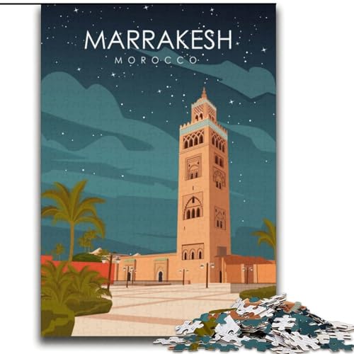 Puzzles für Erwachsene und Jugendliche, Puzzle, Marrakesch-Reiseplakat, pädagogisches Spielzeug zum Stressabbau, tolle Geschenke und Spielzeuge, 70x100cm von ABKMXDKZ
