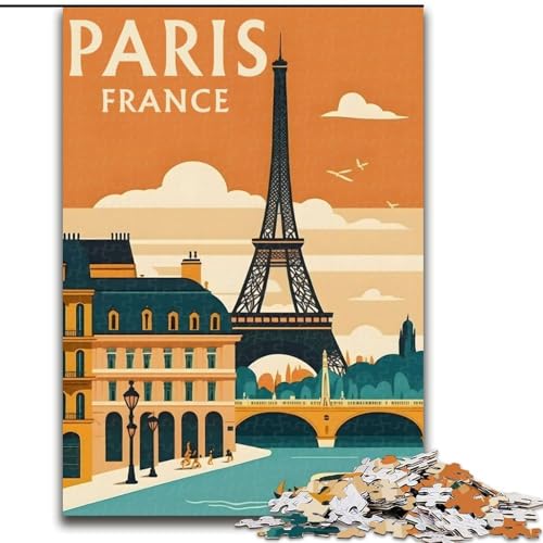 Puzzles für Erwachsene und Jugendliche, Puzzle, Paris, Frankreich, Reiseplakat, pädagogisches Spielzeug zum Stressabbau, tolle Geschenke und Spielzeuge, 26x38cm von ABKMXDKZ