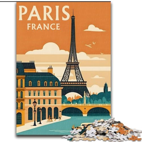 Puzzles für Erwachsene und Jugendliche, Puzzle, Paris, Frankreich, Reiseplakat, pädagogisches Spielzeug zum Stressabbau, tolle Geschenke und Spielzeuge, 50x75cm von ABKMXDKZ