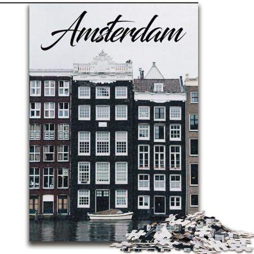 Puzzles für Erwachsene und Jugendliche, Puzzle Amsterdam, Lernspiele, Heimdekoration, geeignet für die Schreibtischdekoration, 50x75cm von ABKMXDKZ