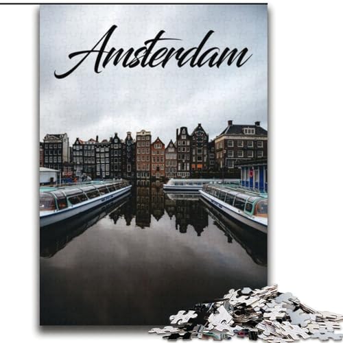 Puzzles für Erwachsene und Jugendliche, Puzzle Amsterdam, Lernspiele, Heimdekoration, geeignet für die Schreibtischdekoration, 70x100cm von ABKMXDKZ