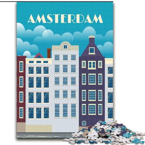 Puzzles für Erwachsene und Jugendliche, Puzzle Amsterdam, Niederlande, Lernspiele, Heimdekoration, ganze Familie, 26x38cm von ABKMXDKZ