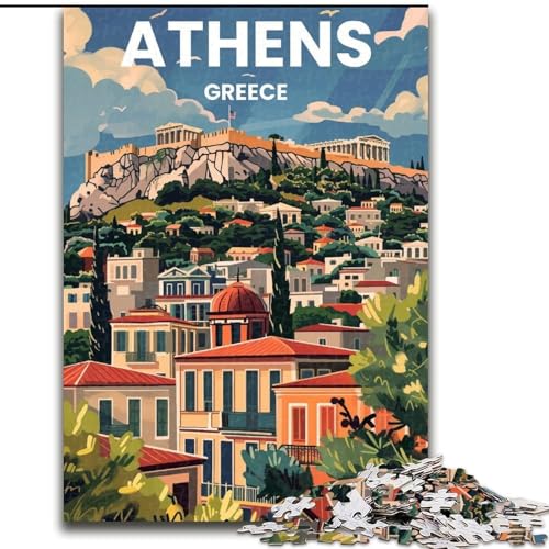Puzzles für Erwachsene und Jugendliche, Puzzle Athen, Lernspiele, Heimdekoration, geeignet für die Schreibtischdekoration, 50x75cm von ABKMXDKZ