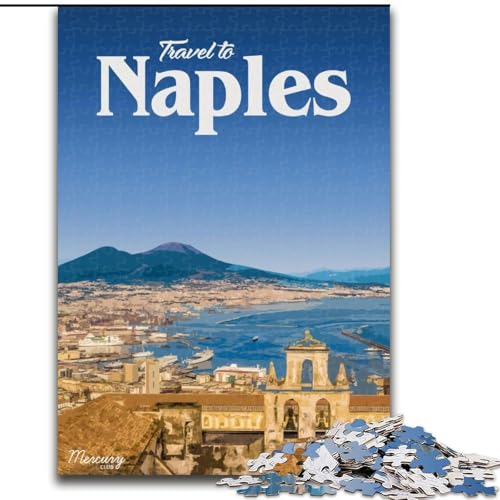 Puzzles für Erwachsene und Jugendliche, Puzzle Besuchen Sie Neapel, Lernspiele, Heimdekoration, geeignet für die Schreibtischdekoration, 50x75cm von ABKMXDKZ