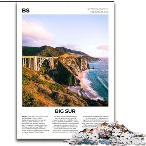 Puzzles für Erwachsene und Jugendliche, Puzzle Big Sur, Lernspiele, Heimdekoration ganze Familie, 50x75cm von ABKMXDKZ